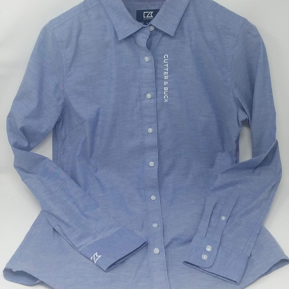 Men's Cutter & Buck Blue Button Up Size Medium - Picture 2 of 6